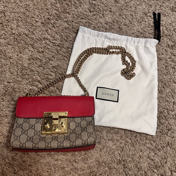 Authentic Gucci Padlock Red and Pink chain crossbody - Picture 2 of 9